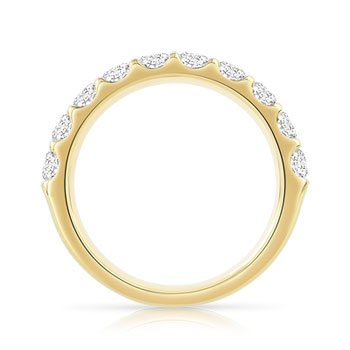 Alliance demi-tour or 750 jaune diamants synthétiques 1 ct.