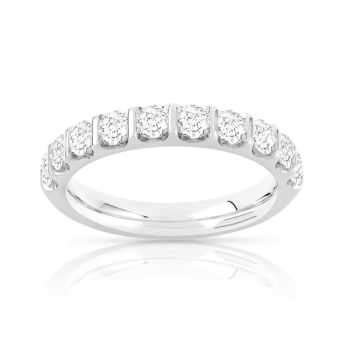 Alliance demi-tour or 750 blanc diamants synthétiques 1 ct.