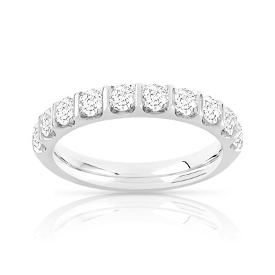 Alliance demi-tour or 750 blanc diamants synthétiques 1 ct.