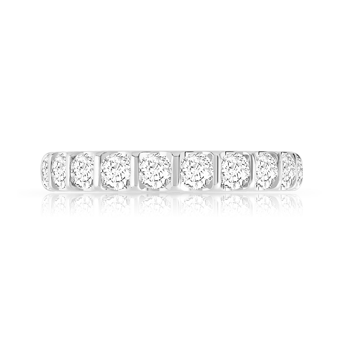 Alliance demi-T or 750 blanc diamants synthétiques 1 carat - vue 3