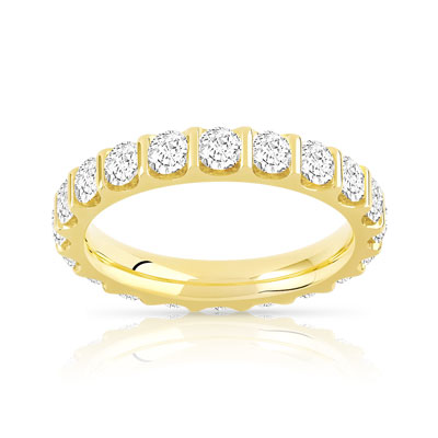 Gold wedding ring 750 yellow synthetic diamonds total 2 carats