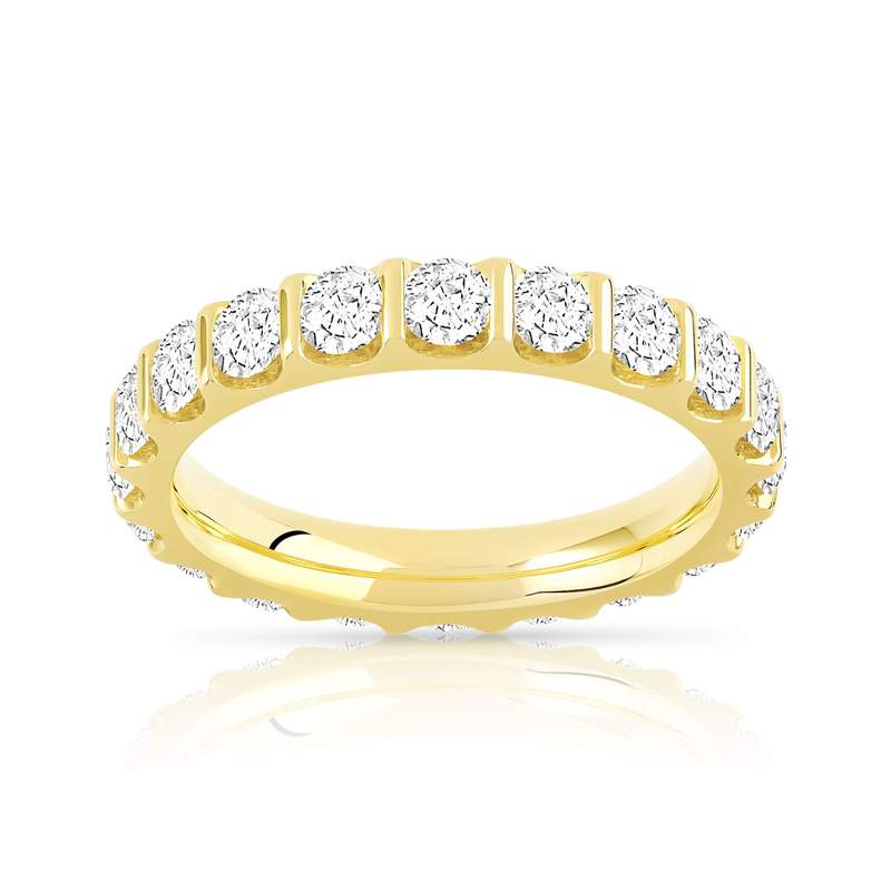 Alliance or 750 jaune diamants synthétiques total 2 carats - vue 1