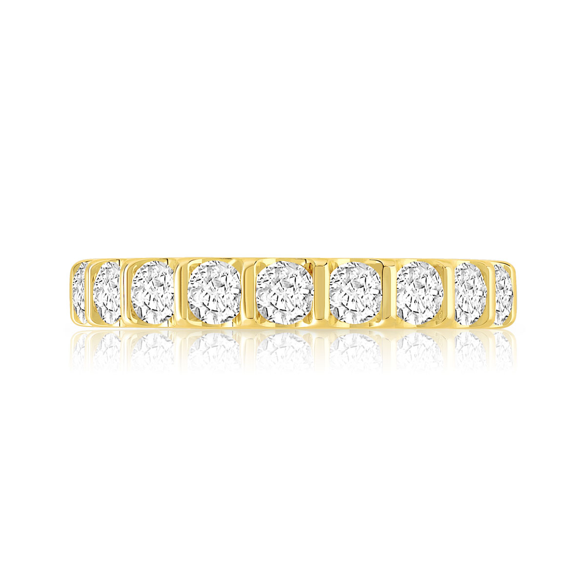 Alliance or 750 jaune diamants synthétiques total 2 carats - vue 3