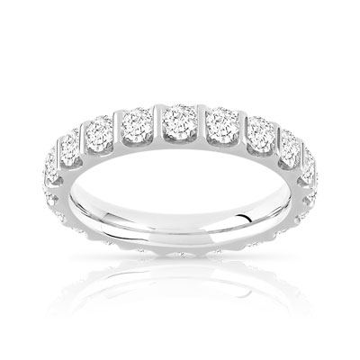 750 white gold wedding band with synthetic diamonds total 2 carats