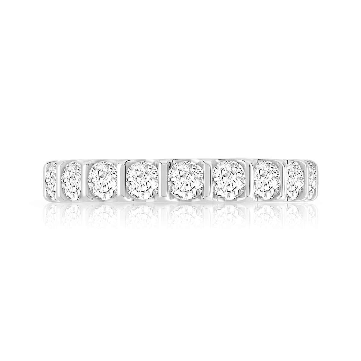 Alliance or 750 blanc diamants synthétiques total 2 carats - vue 3