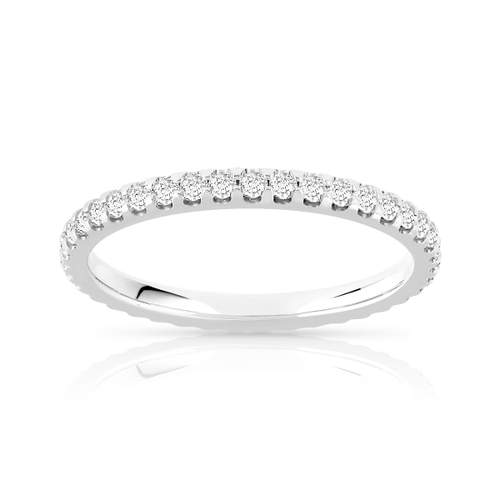 Alliance or 750 blanc tour complet diamants synthétiques 0,50 carat