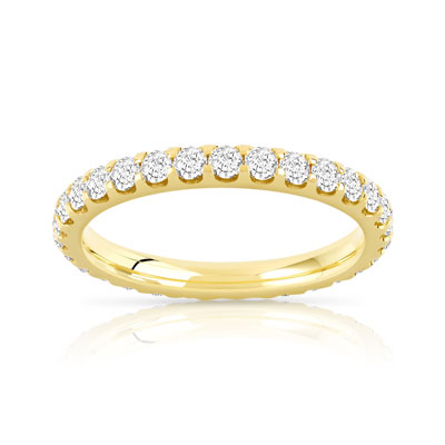 Wedding ring in gold 750 yellow synthetic diamonds total 1 carat