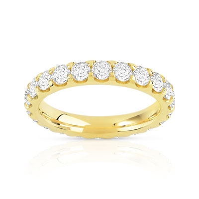 Wedding ring in gold 750 yellow synthetic diamonds total 2 carats