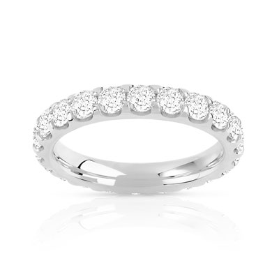 Synthetic 750 white diamond gold wedding ring