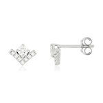Boucles d'oreilles or blanc 750 diamants synthétiques - vue 1