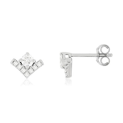 Boucles d'oreilles or blanc 750 diamants synthétiques