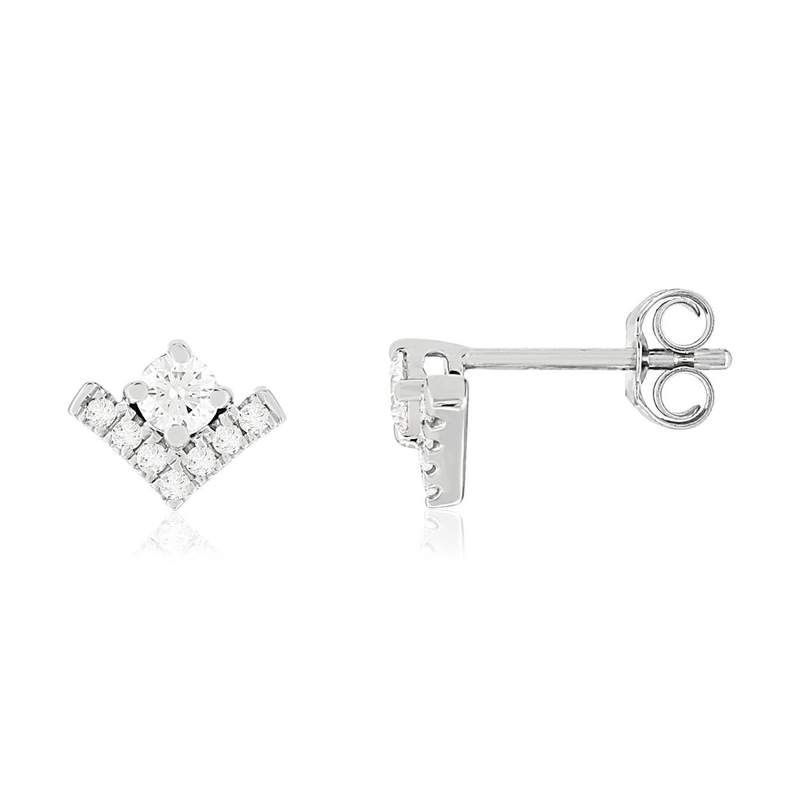 Boucles d'oreilles or blanc 750 diamants synthétiques - vue 1