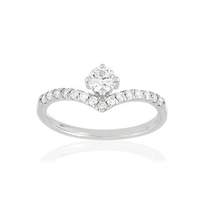 Bague or blanc 750 diamants synthétiques 0.50 carat