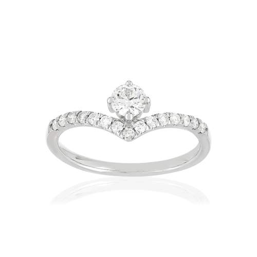 Bague or blanc 750 diamants synthétiques 0.50 carat