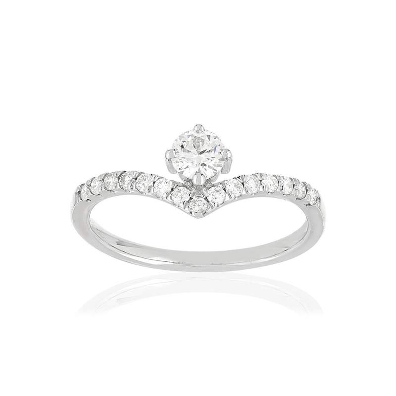 Bague or blanc 750 diamants synthétiques 0.50 carat - vue 1