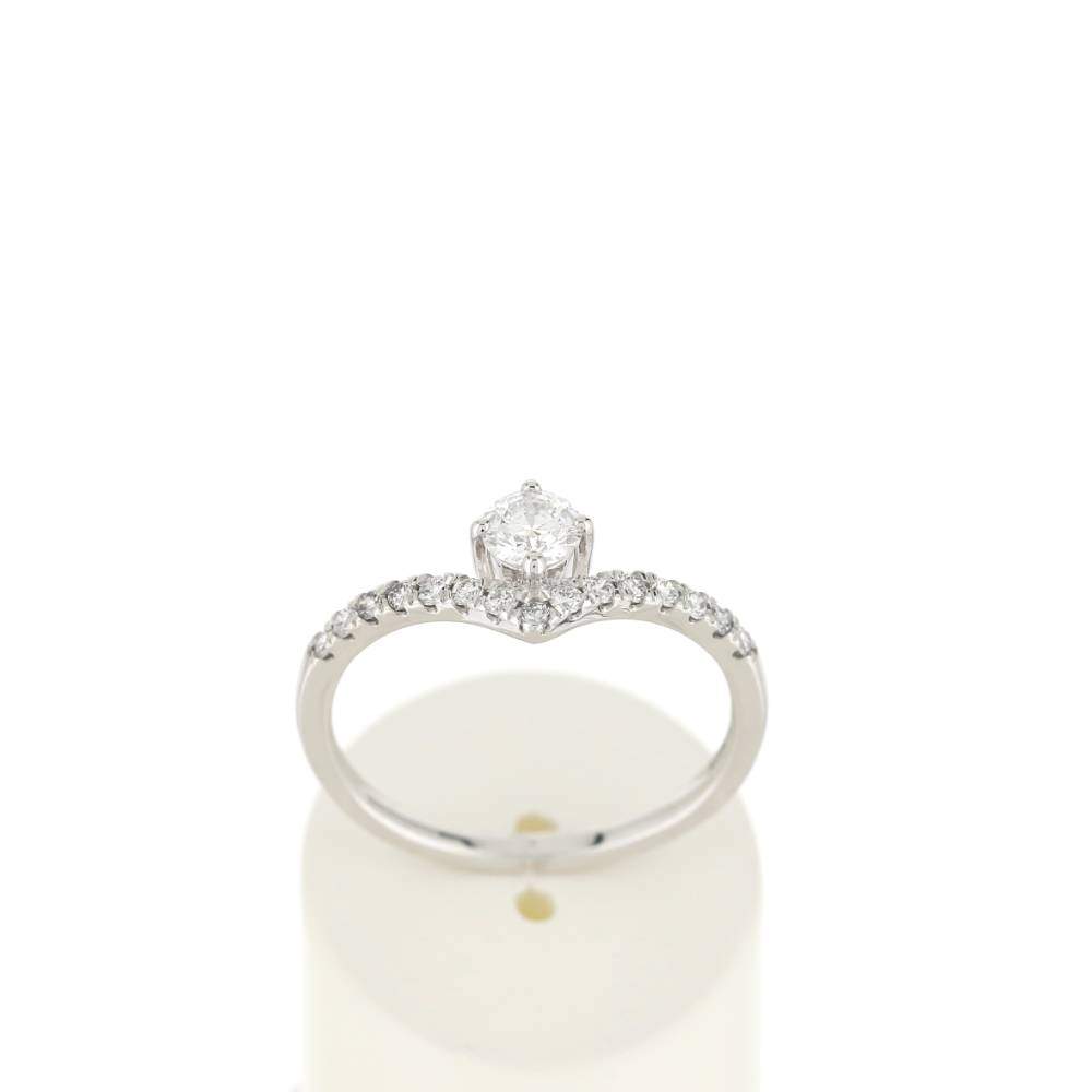 Bague or blanc 750 diamants synthétiques 0.50 carat - vue 1
