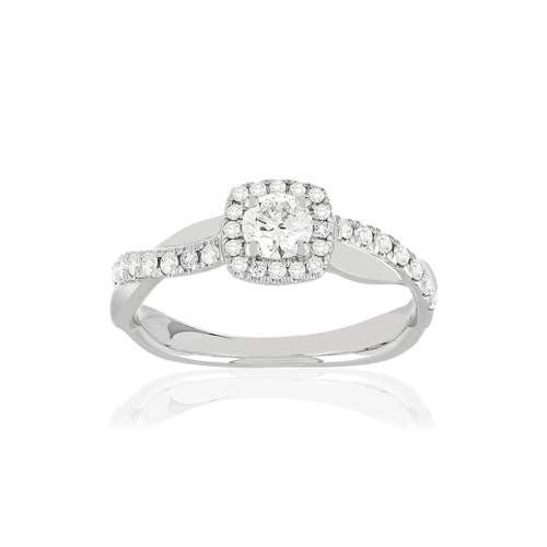 Bague or blanc 750 diamants synthétiques 0.50 carat