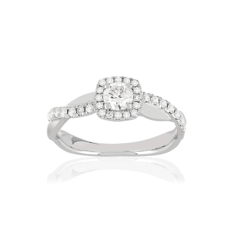 Bague or blanc 750 diamants synthétiques 0.50 carat - vue 1