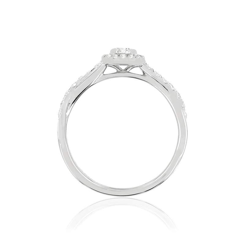 Bague or blanc 750 diamants synthétiques 0.50 carat - vue 2