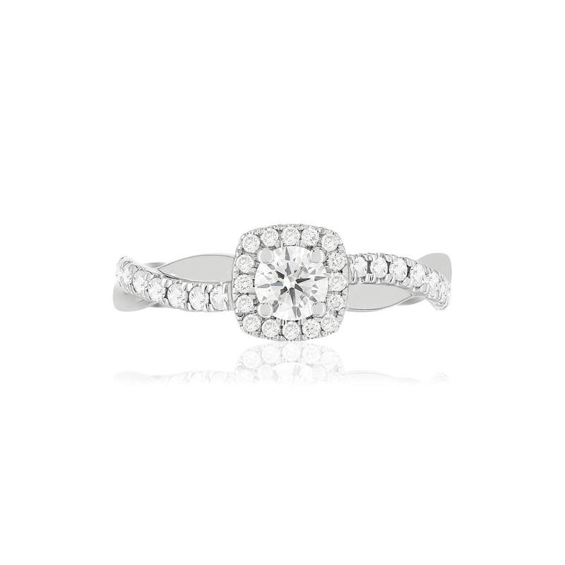Bague or blanc 750 diamants synthétiques 0.50 carat - vue 3