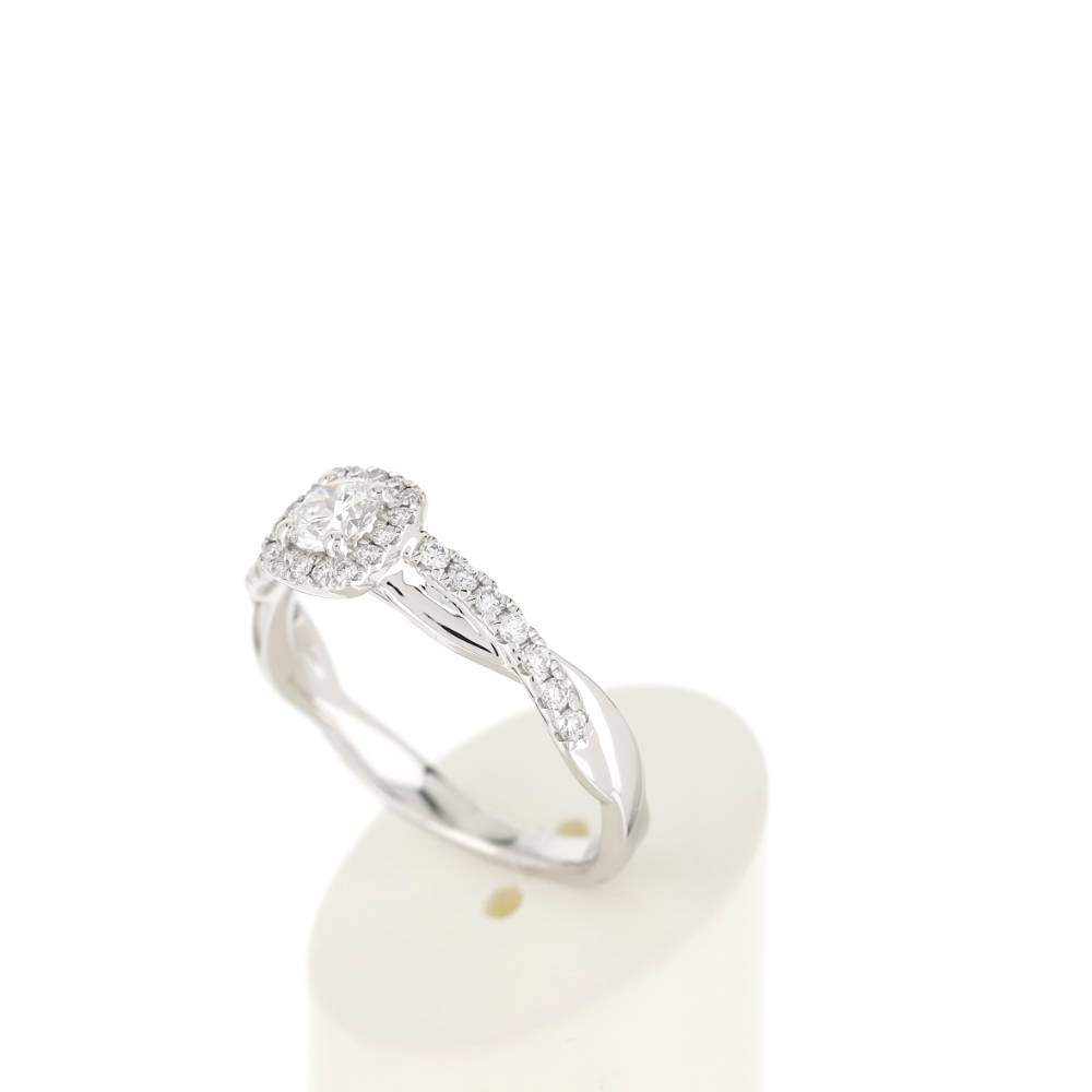 Bague or blanc 750 diamants synthétiques 0.50 carat - vue 4