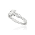 Bague or blanc 750 diamants synthétiques 0.50 carat - vue D1