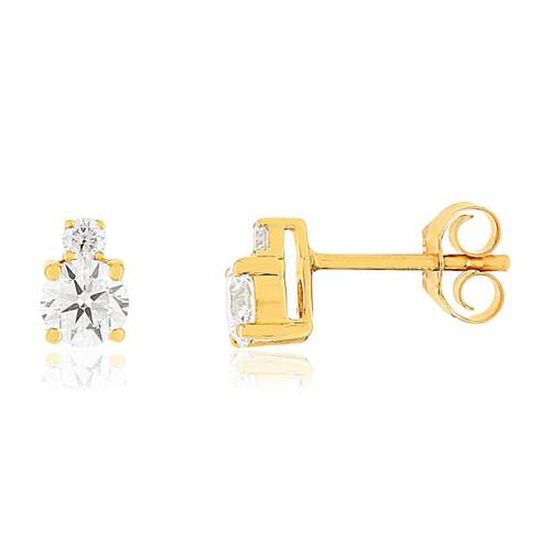 Boucles d'oreilles or jaune 750 diamants syntétiques