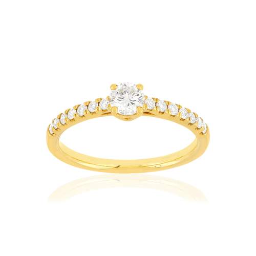 Bague or jaune 750 diamants synthétiques 0.50 carat
