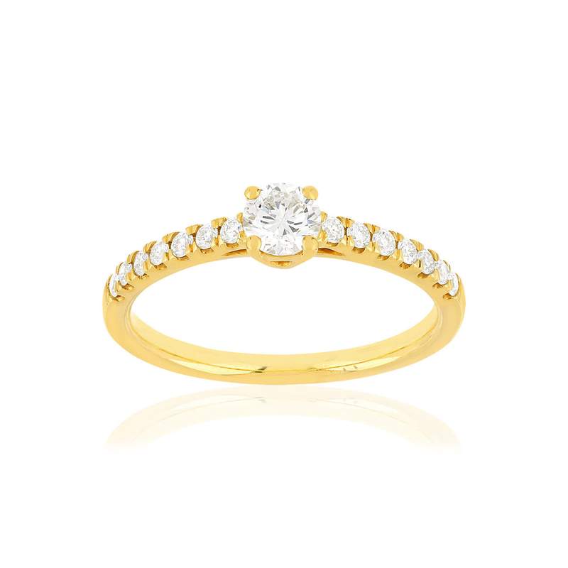 Bague or jaune 750 diamants synthétiques 0.50 carat - vue 1