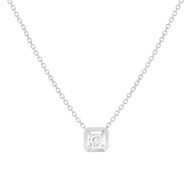 Collier or blanc 750, diamant synthétique 0.18 carat