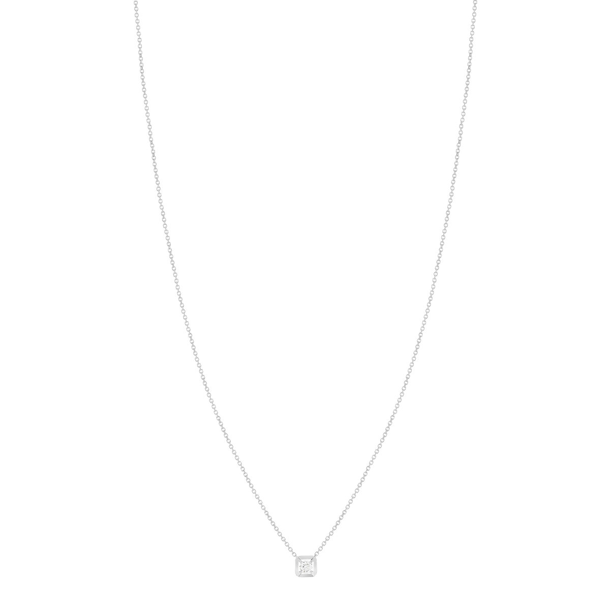 Collier or blanc 750, diamant synthétique 0.18 carat - vue 2