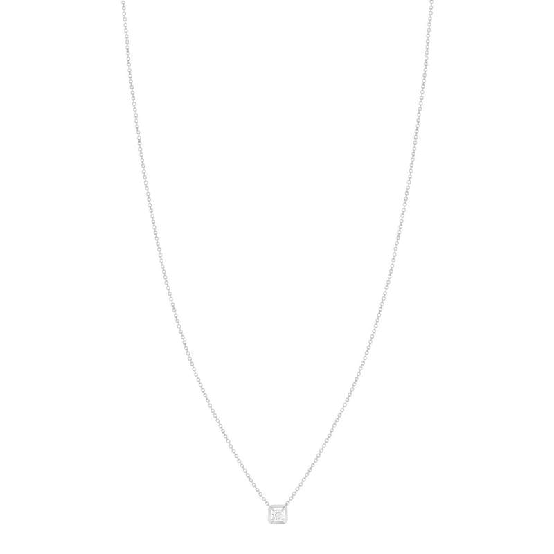 Collier or blanc 750, diamant synthétique 0.18 carat - vue 2
