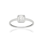 Bague or blanc 750 diamant synthétique 0.18 carat - vue 1