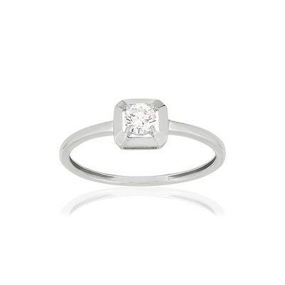 Bague or blanc 750 diamant synthétique 0.18 carat