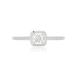 Bague or blanc 750 diamant synthétique 0.18 carat - vue 3