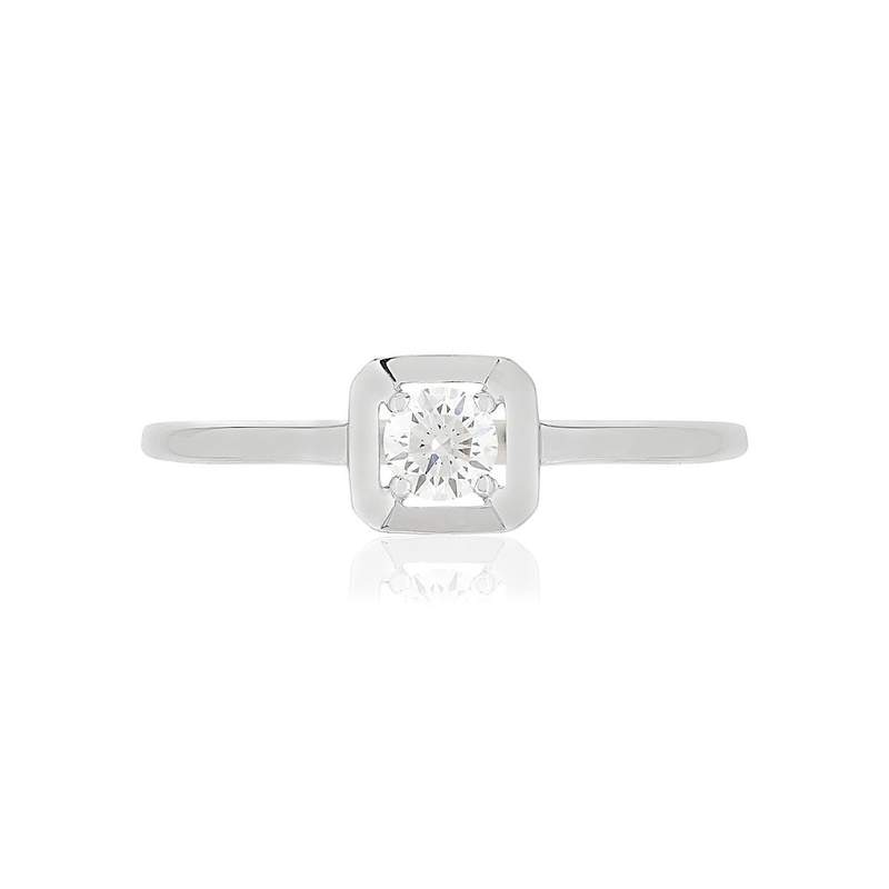Ring white gold 750 synthetic diamond 0.18 carat - view 3