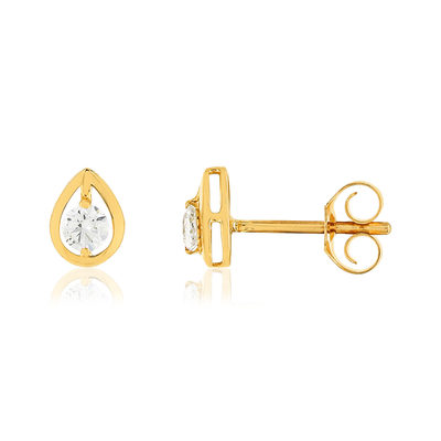 Boucles d'oreilles or jaune 750 diamants syntétiques