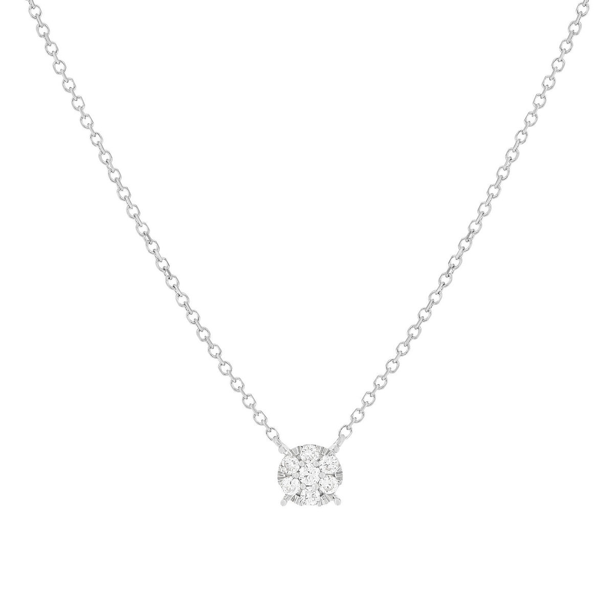 Collier or blanc 750 diamants synthétiques 0.10 carat