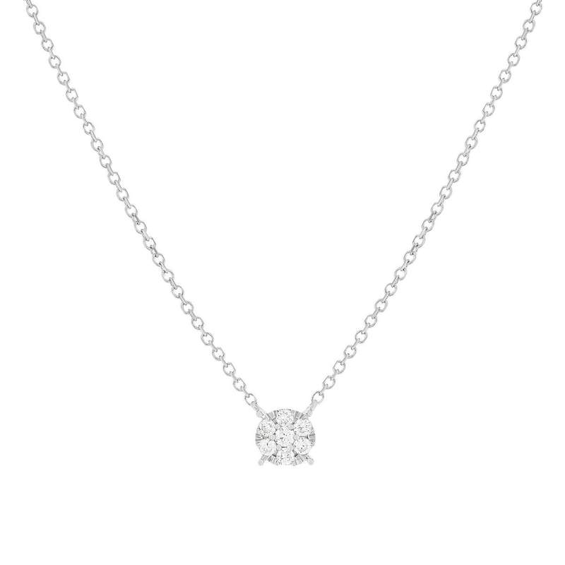 Collier or blanc 750 diamants synthétiques 0.10 carat - vue 1