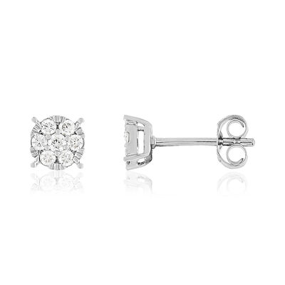 Boucles d'oreilles or blanc 750 diamants synthétiques 0.20 carat - vue 1