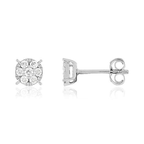 Boucles d'oreilles or blanc 750 diamants synthétiques 0.20 carat
