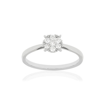 Bague or blanc 750 diamants synthétiques total 0.20 carat