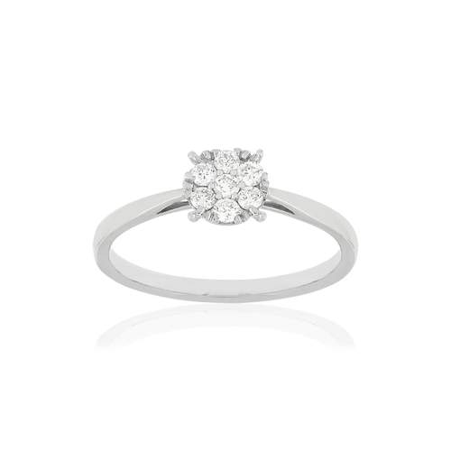 Bague or blanc 750 diamants synthétiques total 0.20 carat