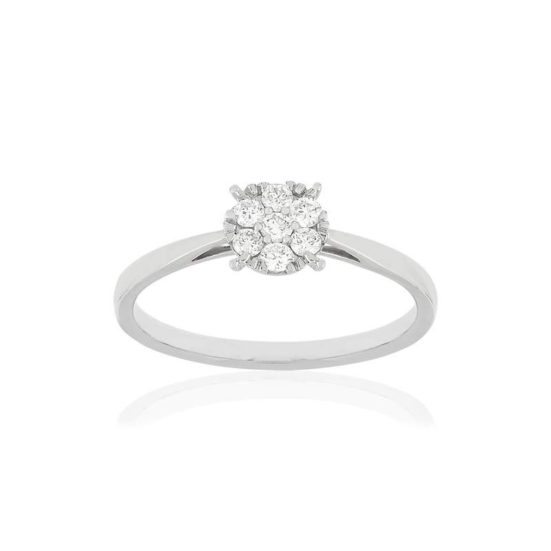Bague or blanc 750 diamants synthétiques total 0.20 carat - vue 1