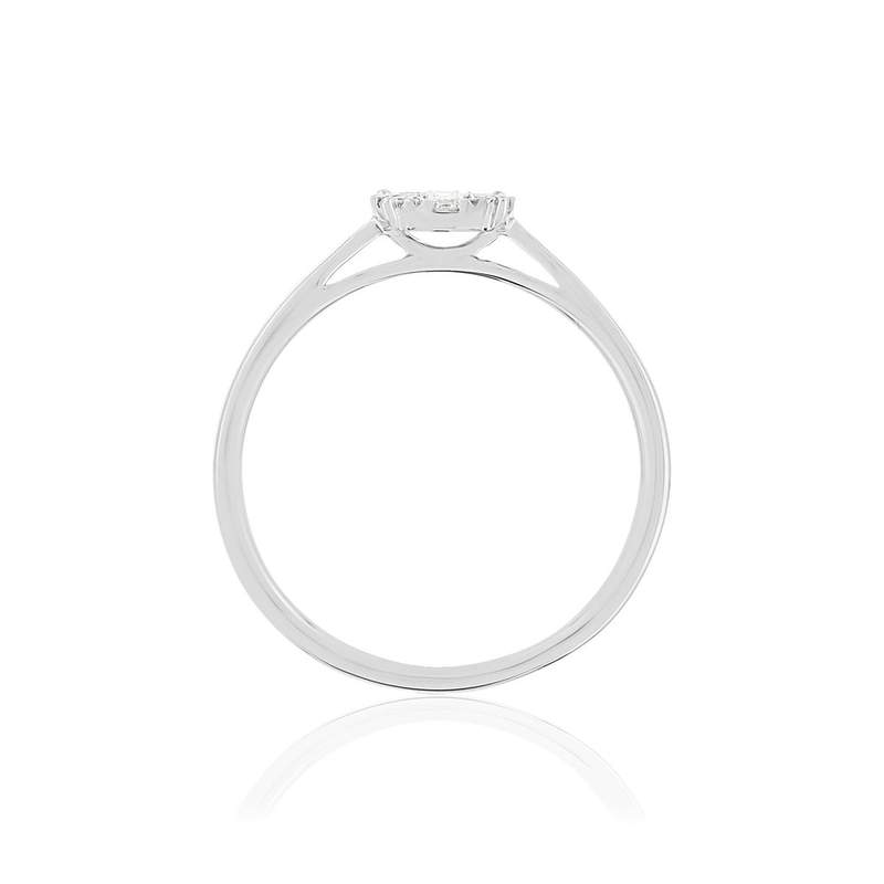 Bague or blanc 750 diamants synthétiques total 0.20 carat - vue 2