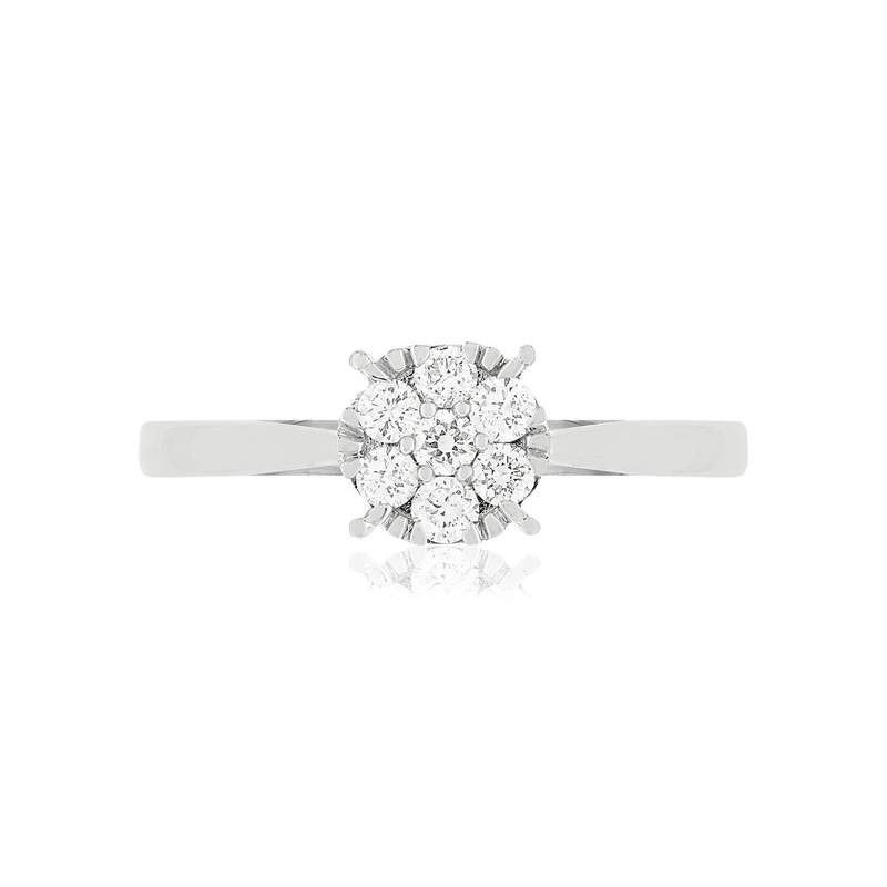 Bague or blanc 750 diamants synthétiques total 0.20 carat - vue 3