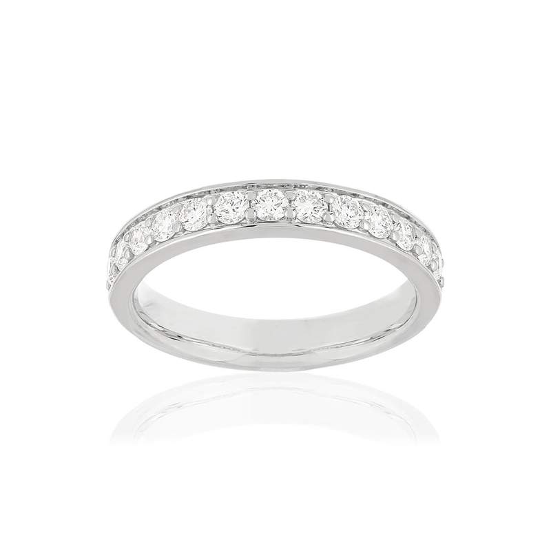 Alliance or blanc 750 diamants synthétiques 0.50 carat - vue 1