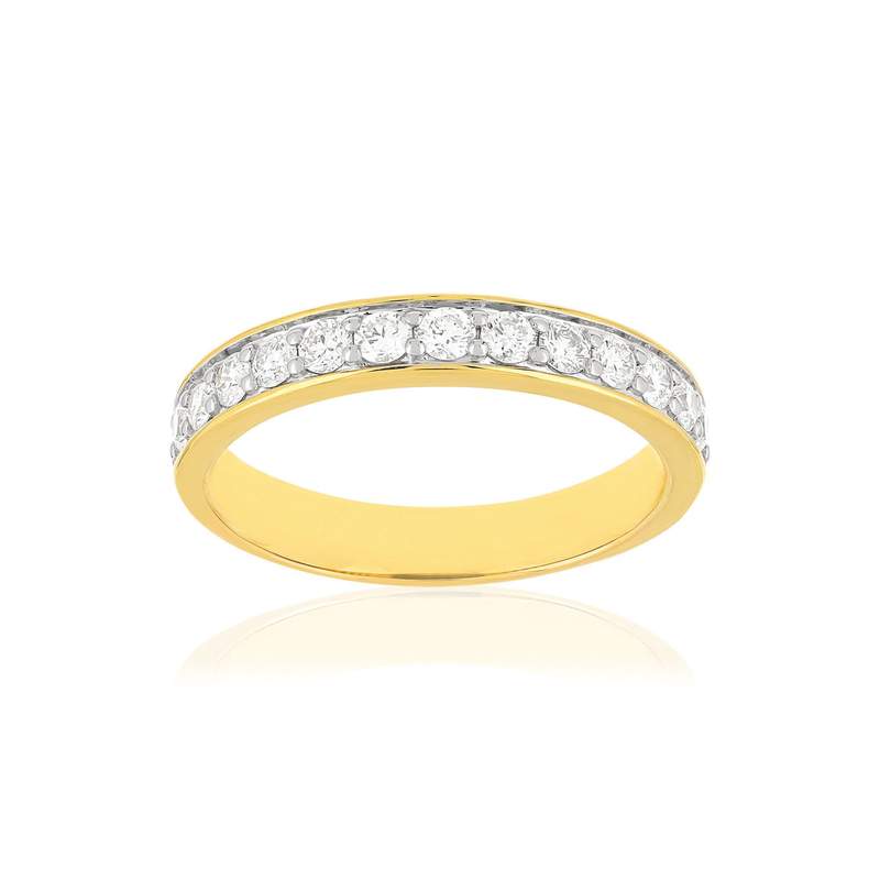 Bague or 750 2 tons diamants synthétiques 0.50 carat - vue 1