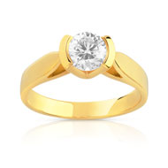 Bague solitaire or 750 jaune diamant synthétique 0.70 carat
