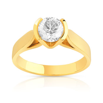 Bague solitaire or 750 jaune diamant synthétique 1 carat